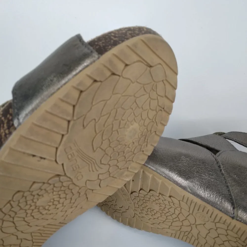 Dansko Women's Metallic Pewter Wedge Sandals